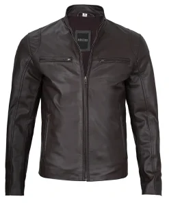 Men's Dark Brown Cafe Racer Leather Jacket