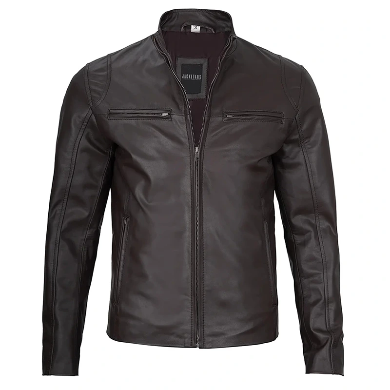 Men's Dark Brown Cafe Racer Leather Jacket