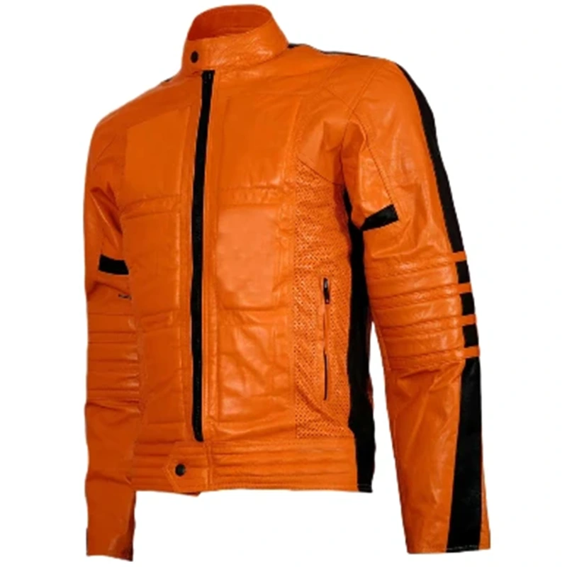 Men's Orange Leather Jacket