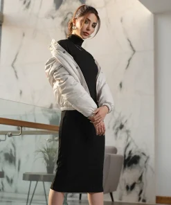 Women's Quilted Bomber White Leather Jacket