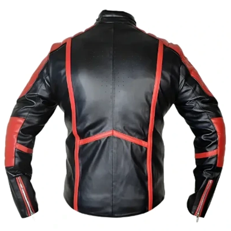 Superman Black And Red Biker Leather Jacket - Image 2