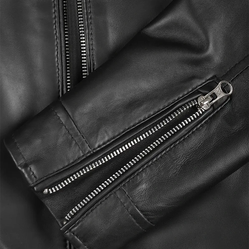 Women's Cafe Racer Black Leather Jacket - Image 6