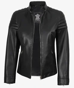 Women's Cafe Racer Black Leather Jacket