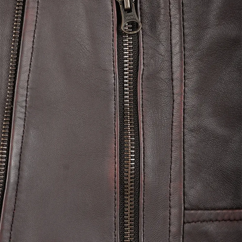 Women's Dark Brown Asymmetrical Leather Biker Jacket - Image 6