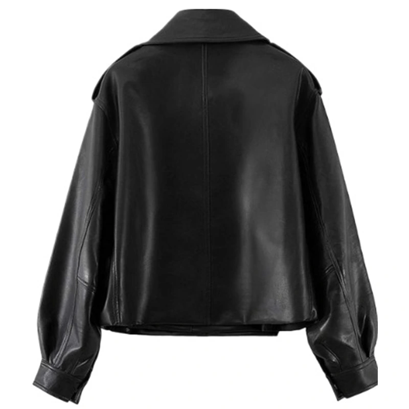Women's Oversized Black Leather jacket - Image 2