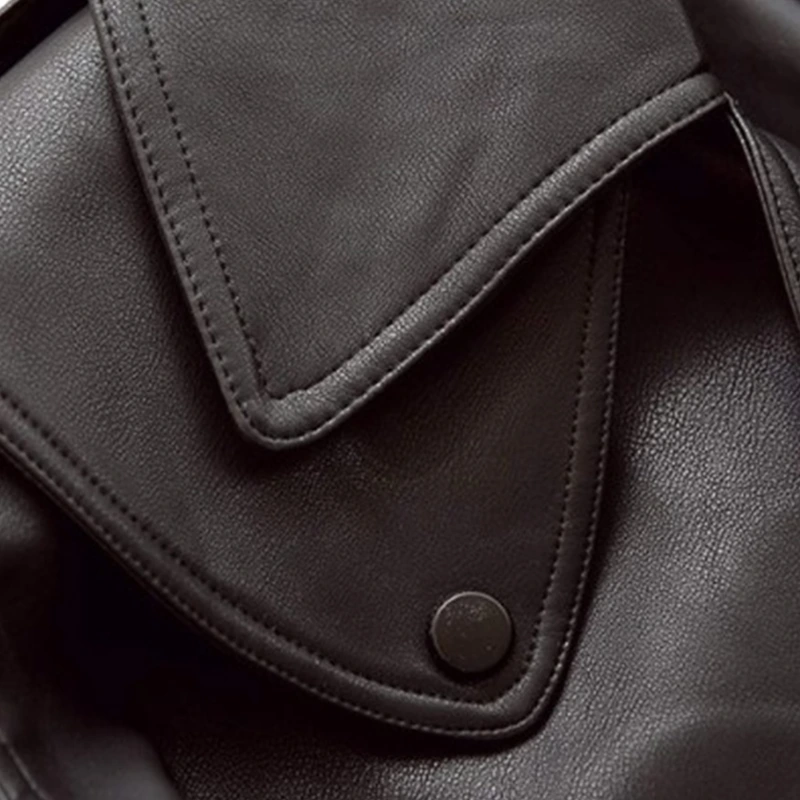 Women's Oversized Black Leather jacket - Image 3