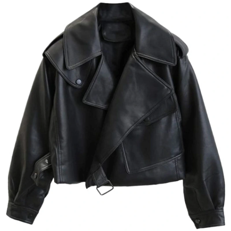 Women's Oversized Black Leather jacket