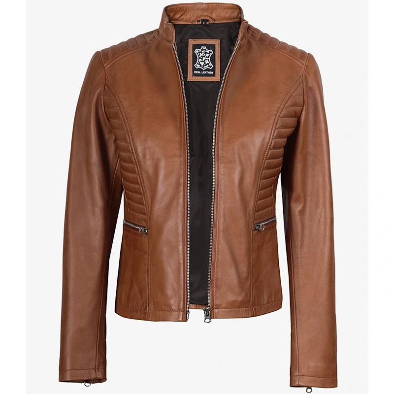 Women's Tan Wax Lambskin Leather Jacket