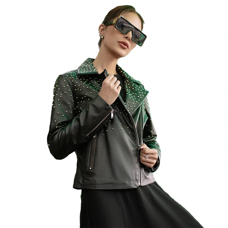 Women's Classic Studded Leather Jacket