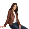 Women's Cognac Genuine Leather Jacket