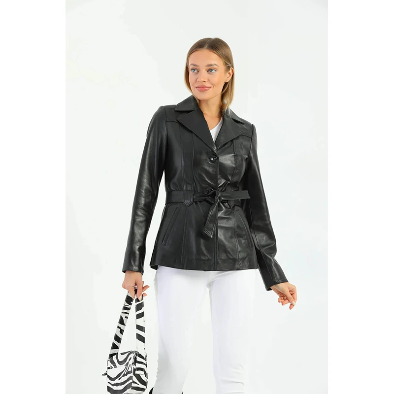 Esta Black Leather Women's Jacket
