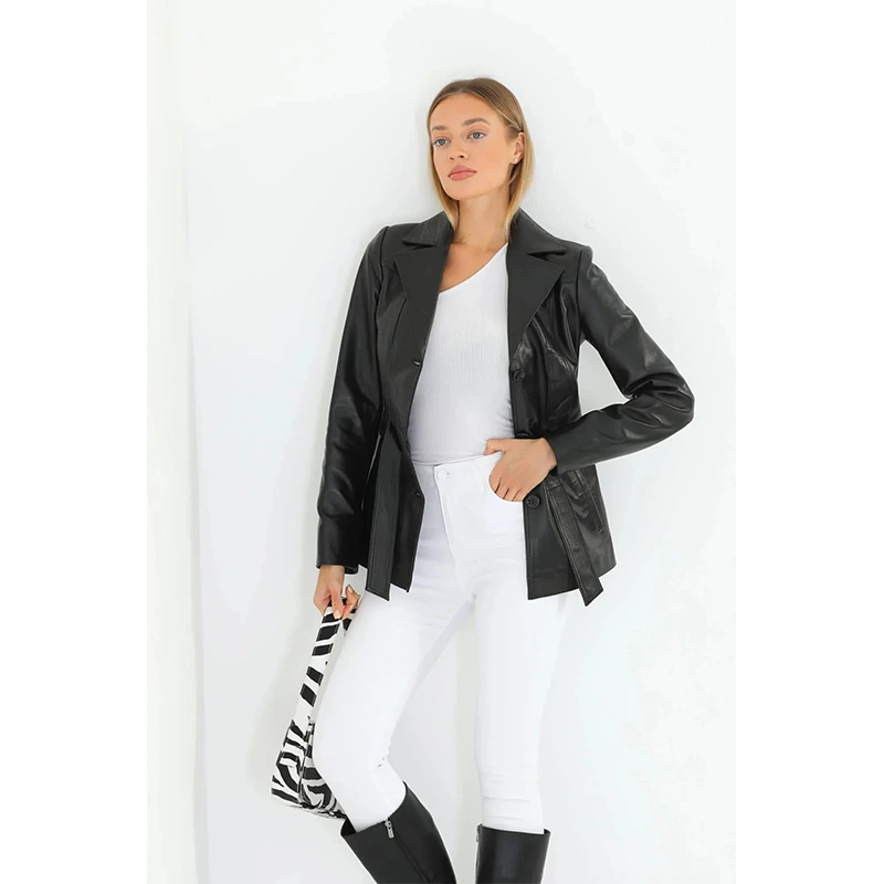Women's Black Esta Leather Jacket