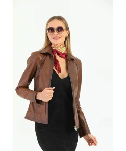 Women's Fiona Brown Leather Jacket