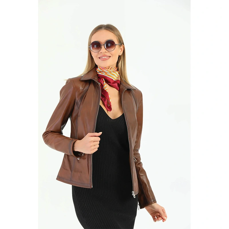 Women's Fiona Brown Leather Jacket