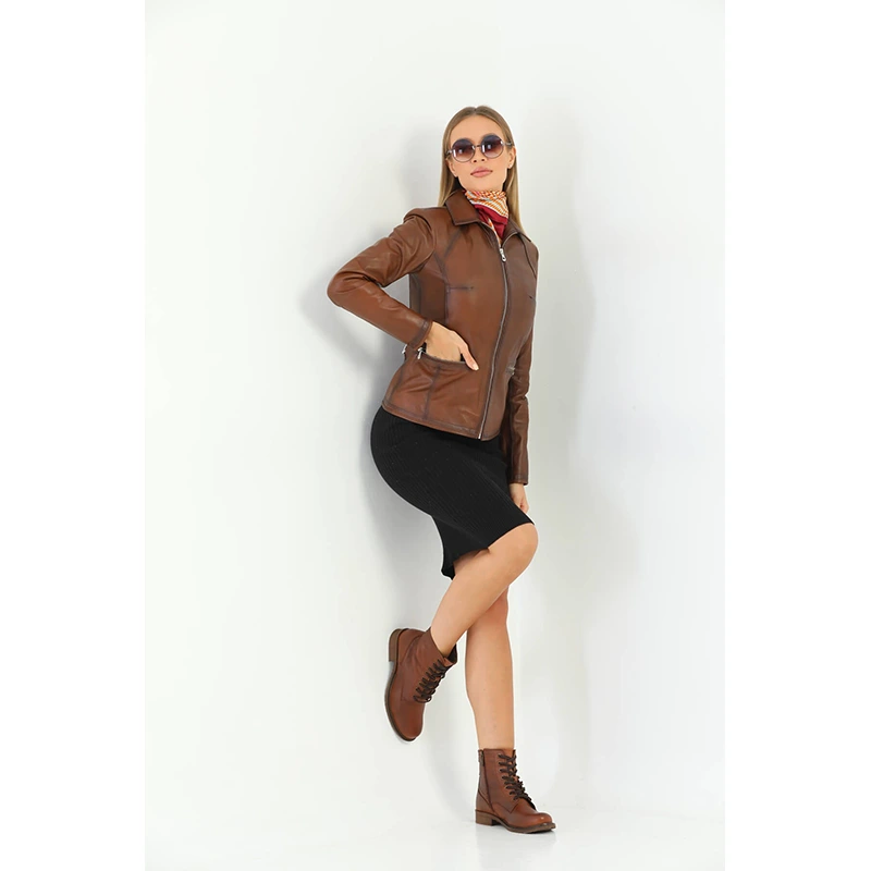 Brown Fiona Leather Jacket