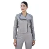 Biker Women's Leather Grey Jacket
