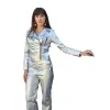 Silver Women's Shimmering Faux Leather Jacket