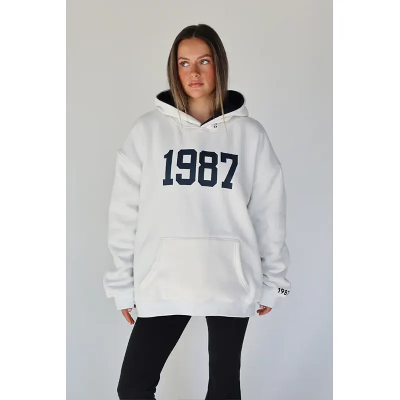 Character wearing 1987 Sweatshirt