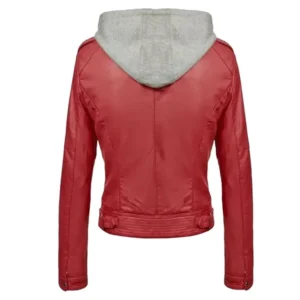 Alternative view of Women's Slim Fit Hooded Leather Jacket