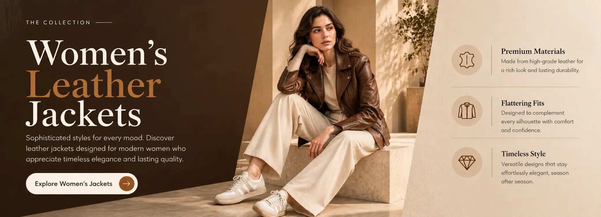 Women's leather jackets: premium materials, flattering fits and timeless style.