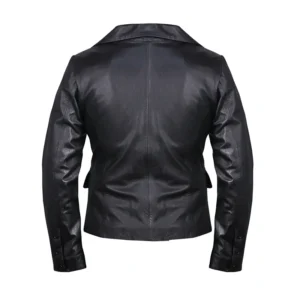 Alternative view of Women's Double-Breasted Black Leather Blazer