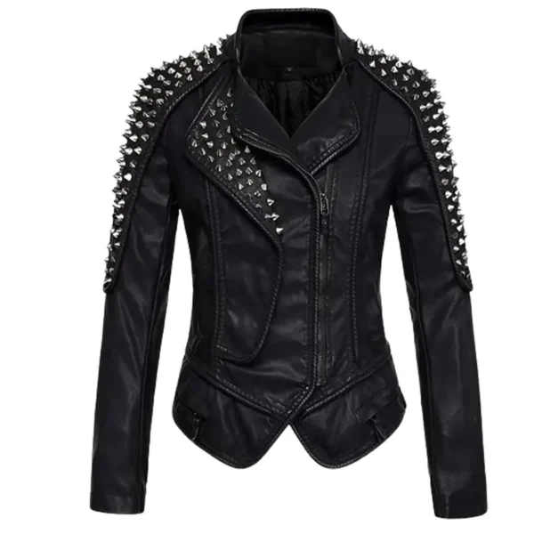 Women's Punk Style Studded Leather Jacket