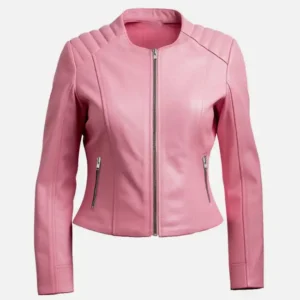 Women's Pink Biker Leather Jacket