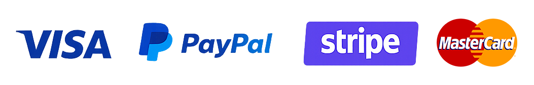 Visa, PayPal, Stripe and MasterCard