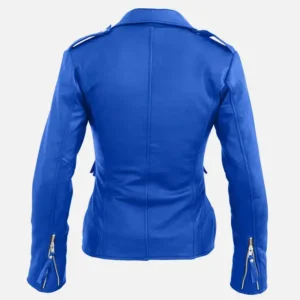 Alternative view of Women Blue Biker Leather Jacket