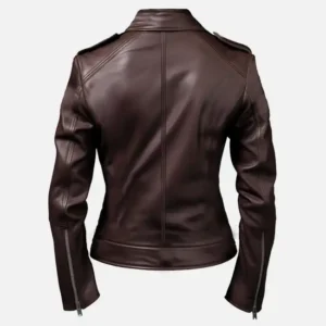 Alternative view of Women's Biker Leather Jacket Dark Brown